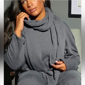 The Drop Women's Charcoal Tunic with Removable Scarf by monetmcmichael